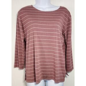 Free Fly Striped Bamboo Long Sleeve Top Mauve Relaxed S